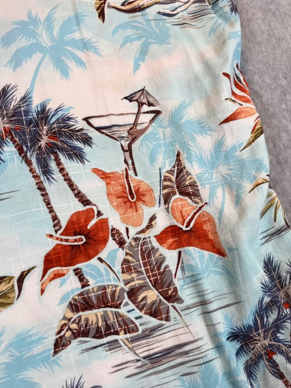 Foundry Men’s Hawaiian Shirt Tropical Floral Palm Print Blue Orange Size XLT - Picture 8 of 8